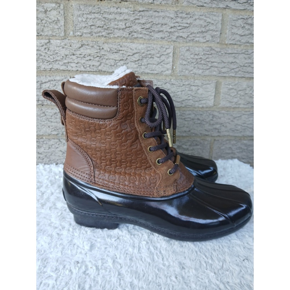 Michael Kors Women's Brown Easton Lace-up Waterproof Duck Boots Sz 6